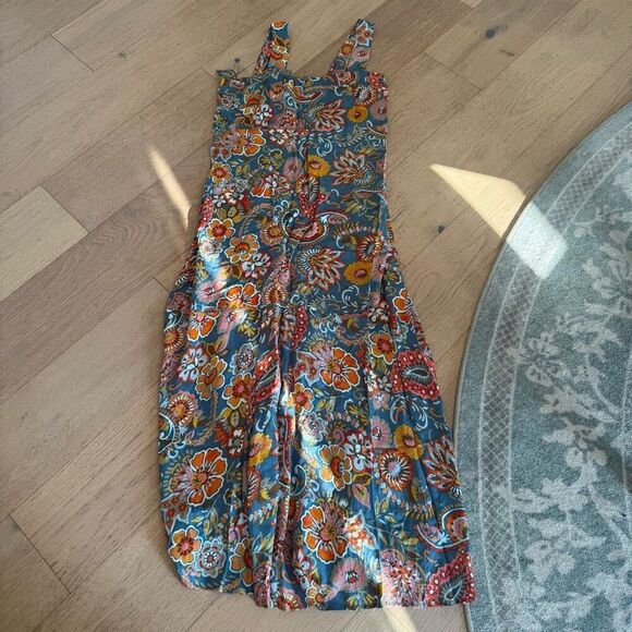 $69 Vince Camuto  Floral Square-Neck Smocked-Back Maxi Dress Size large m9 - Picture 2 of 5